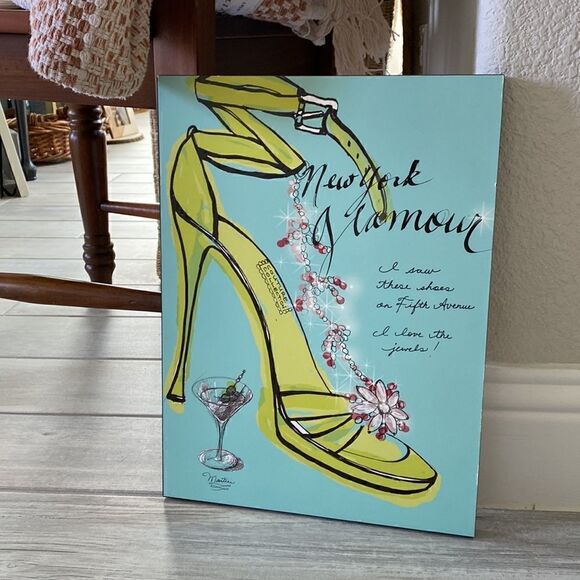 New York Glamour Wood Frame Heel Shie Martini Decor Painting - Picture 4 of 7